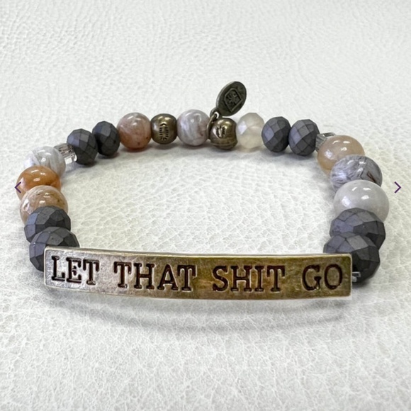 Boho “ Let That Go  “ Bronze Beaded Sassy Bracelet with Natural Stones  R4 - Picture 1 of 2